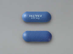 This is a blue oblong Tablet imprinted with VALTREX  500 mg on the front, nothing on the back, and is manufactured by GLAXOSMITHKLINE.