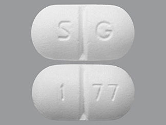 This is a Tablet imprinted with S G on the front, 1 77 on the back.