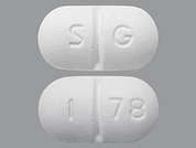 Gabapentin: This is a white oblong Tablet imprinted with S G on the front, 1 78 on the back, and is manufactured by SOLCO HEALTHCAR.