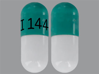 This is a Capsule Er 12 Hr imprinted with I 144 on the front, nothing on the back.