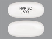 Ec-Naprosyn: Esto es un Tableta Dr imprimido con NPR EC  500 en la parte delantera, nada en la parte posterior, y es fabricado por None.