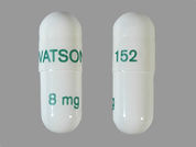 Rapaflo: This is a Capsule imprinted with WATSON 152 on the front, 8 MG on the back.