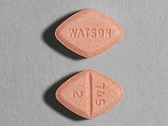 This is a dark pink diamond Tablet imprinted with 745  2 on the front, WATSON on the back, and is manufactured by ACTAVIS/TEVA.
