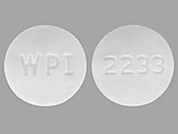 Tamoxifen Citrate: This is a Tablet imprinted with WPI on the front, 2233 on the back.