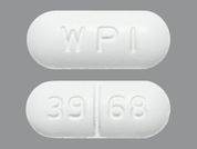 Chlorzoxazone: This is a Tablet imprinted with WPI on the front, 39 68 on the back.