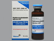 Hydroxocobalamin: This is a Vial imprinted with nothing on the front, nothing on the back.