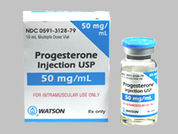 Progesterone: Esto es un Vial imprimido con nada en la parte delantera, nada en la parte posterior, y es fabricado por None.