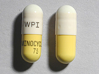 This is a Capsule imprinted with WPI on the front, MINOCYCLINE  75 on the back.