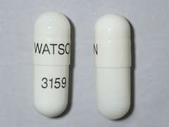 Esto es un Cápsula blanco oblongo imprimido con WATSON en la parte delantera, 3159 en la parte posterior, y es fabricado por ACTAVIS/TEVA.