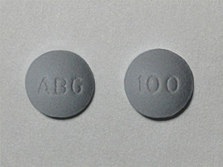 This is a Tablet Er imprinted with ABG on the front, 100 on the back.