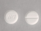 Captopril: This is a Tablet imprinted with W-7 on the front, nothing on the back.