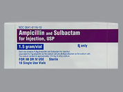 Ampicillin/Sulbactam: Esto es un Vial imprimido con nada en la parte delantera, nada en la parte posterior, y es fabricado por None.