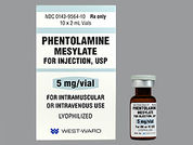 Phentolamine Mesylate: Esto es un Vial imprimido con nada en la parte delantera, nada en la parte posterior, y es fabricado por None.