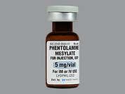 Phentolamine Mesylate: Esto es un Vial blanco imprimido con nada en la parte delantera, nada en la parte posterior, y es fabricado por WEST-WARD/HIKMA.