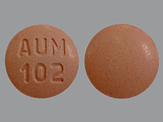 This is a Tablet Chewable imprinted with AUM  102 on the front, nothing on the back.