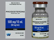 Progesterone: Esto es un Vial imprimido con nada en la parte delantera, nada en la parte posterior, y es fabricado por None.