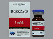 Terbutaline Sulfate: This is a colorless Vial imprinted with nothing on the front, nothing on the back, and is manufactured by WEST-WARD/HIKMA.