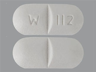 This is a Tablet imprinted with W 112 on the front, nothing on the back.