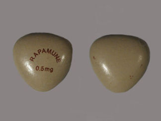 This is a Tablet imprinted with RAPAMUNE  0.5 mg on the front, nothing on the back.