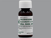 Chlorhexidine Gluconate: Esto es un Mouthwash imprimido con nada en la parte delantera, nada en la parte posterior, y es fabricado por None.