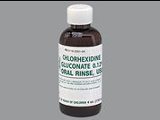 Chlorhexidine Gluconate: Esto es un Mouthwash imprimido con nada en la parte delantera, nada en la parte posterior, y es fabricado por None.