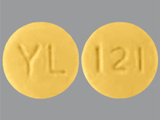 This is a Tablet imprinted with YL on the front, 121 on the back.