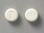 Tenormin: Esto es un Tableta imprimido con T en la parte delantera, 107 en la parte posterior, y es fabricado por None.