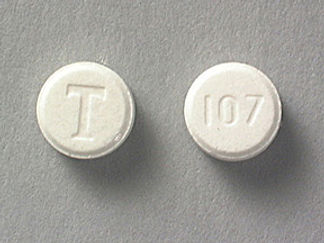 This is a Tablet imprinted with T on the front, 107 on the back.