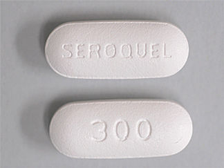 This is a Tablet imprinted with SEROQUEL on the front, 300 on the back.