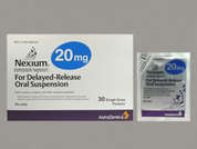 Nexium Rx: Esto es un Suspensión Para LP Reconstituida En Un Paquete amarillo imprimido con nada en la parte delantera, nada en la parte posterior, y es fabricado por ASTRAZENECA.
