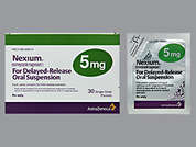 Nexium Rx: Esto es un Suspensión Para LP Reconstituida En Un Paquete amarillo imprimido con nada en la parte delantera, nada en la parte posterior, y es fabricado por ASTRAZENECA.