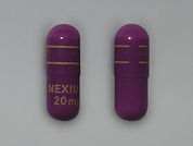 Nexium Rx: Esto es un Cápsula Dr imprimido con NEXIUM  20mg en la parte delantera, nada en la parte posterior, y es fabricado por None.