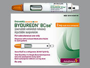 Bydureon Bcise: This is a Auto-injector imprinted with nothing on the front, nothing on the back.