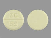 Azathioprine: Esto es un Tableta amarillo redondo imprimido con ZC  59 en la parte delantera, nada en la parte posterior, y es fabricado por ZYDUS PHARMACEU.
