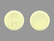 Meloxicam: This is a yellow round Tablet imprinted with ZC  25 on the front, nothing on the back, and is manufactured by QUALLENT PHARMA.