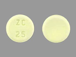 This is a Tablet imprinted with ZC 25 on the front, nothing on the back.