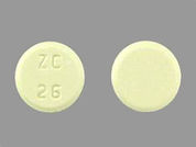 Meloxicam: This is a Tablet imprinted with ZC  26 on the front, nothing on the back.