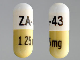 Esto es un Cápsula imprimido con ZA-43 en la parte delantera, 1.25 mg en la parte posterior, y es fabricado por None.