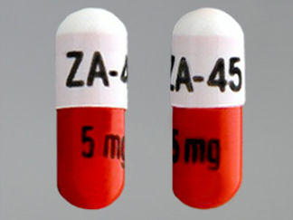 Esto es un Cápsula imprimido con ZA-45 en la parte delantera, 5 mg en la parte posterior, y es fabricado por None.