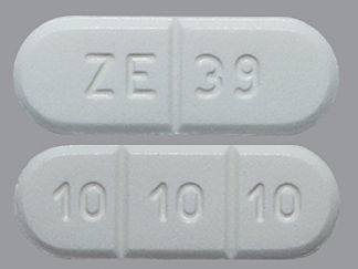 This is a Tablet imprinted with 10 10 10 on the front, ZE 39 on the back.