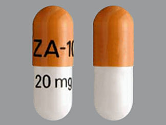 This is a Capsule Dr imprinted with ZA-10 on the front, 20 mg on the back.