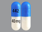 Esomeprazole Magnesium: This is a Capsule Dr imprinted with 442 on the front, 40 mg on the back.