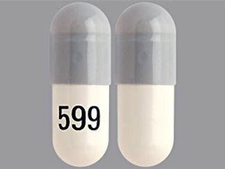This is a Capsule Er 24 Hr imprinted with 599 on the front, nothing on the back.