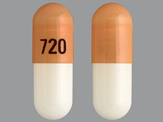 This is a Capsule Delayed And Er imprinted with 720 on the front, nothing on the back.