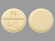 Nadolol: This is a Tablet imprinted with N  40 on the front, nothing on the back.