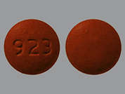Eletriptan Hbr: Esto es un Tableta color café redondo imprimido con 923 en la parte delantera, nada en la parte posterior, y es fabricado por ZYDUS PHARMACEU.