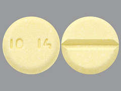 Esto es un Tableta amarillo claro redondo imprimido con 10 14 en la parte delantera, nada en la parte posterior, y es fabricado por ZYDUS PHARMACEU.
