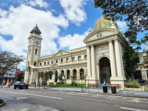 File image: Balmain Court House heritage building with clock tower, Sydney