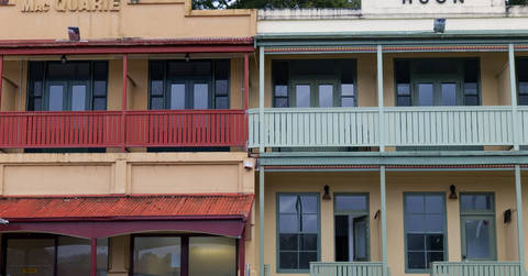 File image: Colonial building facades with verandahs and coloured railings