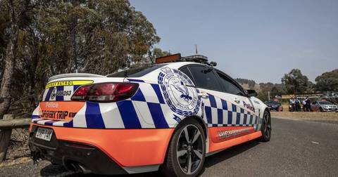 NSW police highway patrol car parked roadside